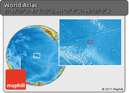 Physical Location Map of the Area around 13° 24' 15" S, 141° 1' 30" W