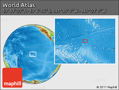 Physical Location Map of the Area around 13° 24' 15" S, 141° 1' 30" W