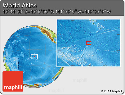 Physical Location Map of the Area around 13° 24' 15" S, 141° 1' 30" W