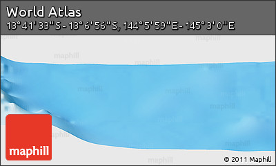 Physical Panoramic Map of the Area around 13° 24' 15" S, 144° 34' 29" E