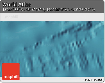 Satellite 3D Map of the Area around 13° 24' 15" S, 144° 25' 30" W
