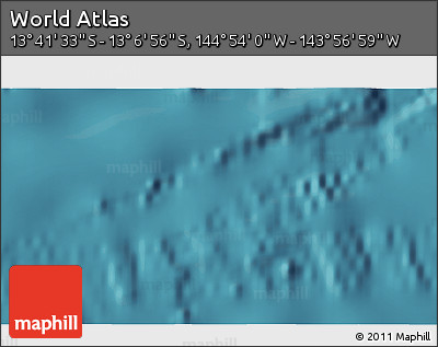 Satellite 3D Map of the Area around 13° 24' 15" S, 144° 25' 30" W