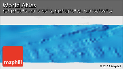 Physical Panoramic Map of the Area around 13° 24' 15" S, 144° 25' 30" W