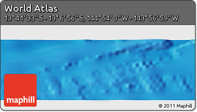 Physical Panoramic Map of the Area around 13° 24' 15" S, 144° 25' 30" W