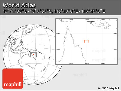 Blank Location Map of the Area around 13° 24' 15" S, 146° 16' 30" E