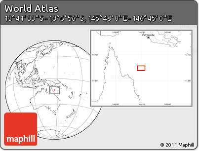 Blank Location Map of the Area around 13° 24' 15" S, 146° 16' 30" E