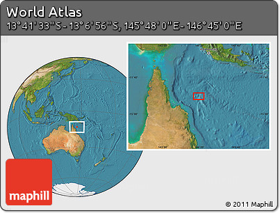 Satellite Location Map of the Area around 13° 24' 15" S, 146° 16' 30" E