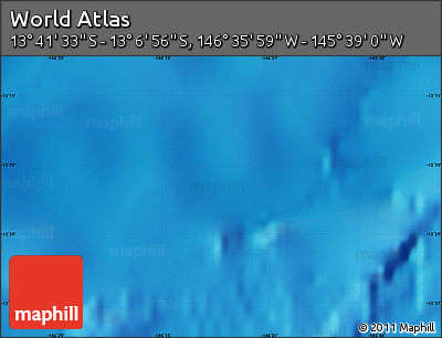 Physical Map of the Area around 13° 24' 15" S, 146° 7' 30" W