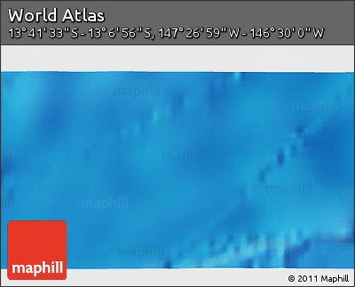 Physical 3D Map of the Area around 13° 24' 15" S, 146° 58' 29" W