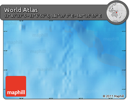 Physical Map of the Area around 13° 24' 15" S, 147° 7' 30" E
