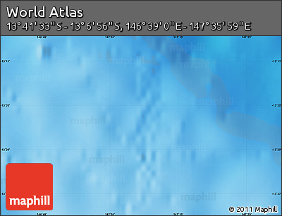 Physical Map of the Area around 13° 24' 15" S, 147° 7' 30" E