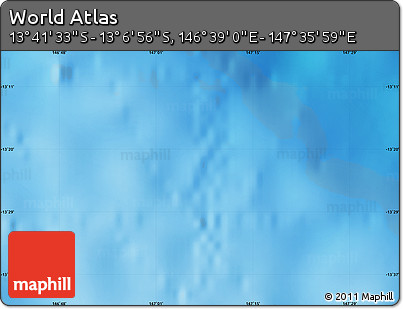 Physical Map of the Area around 13° 24' 15" S, 147° 7' 30" E