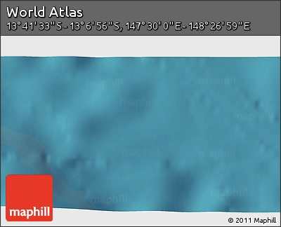 Satellite 3D Map of the Area around 13° 24' 15" S, 147° 58' 29" E