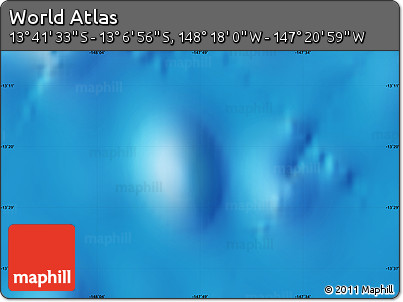 Physical Map of the Area around 13° 24' 15" S, 147° 49' 29" W