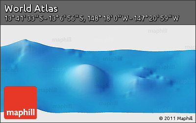 Physical Panoramic Map of the Area around 13° 24' 15" S, 147° 49' 29" W