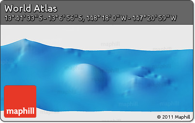 Physical Panoramic Map of the Area around 13° 24' 15" S, 147° 49' 29" W