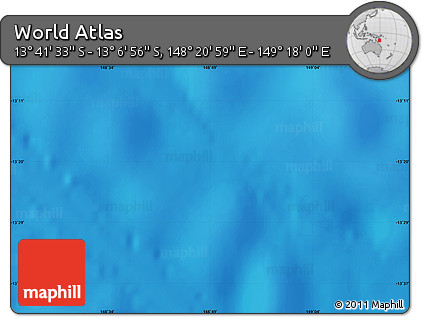 Physical Map of the Area around 13° 24' 15" S, 148° 49' 29" E