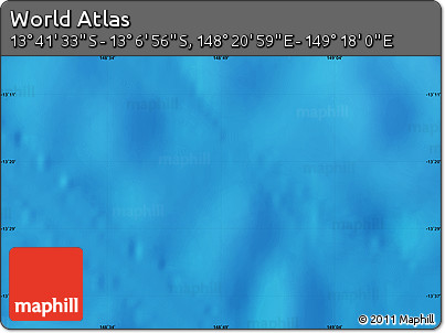 Physical Map of the Area around 13° 24' 15" S, 148° 49' 29" E