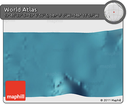 Satellite 3D Map of the Area around 13° 24' 15" S, 148° 40' 30" W