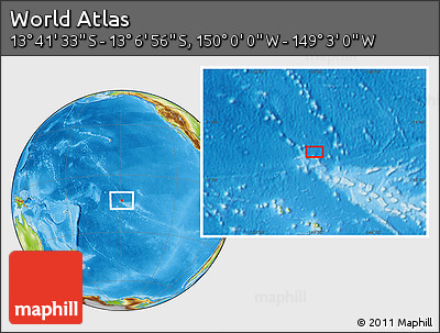 Physical Location Map of the Area around 13° 24' 15" S, 149° 31' 30" W
