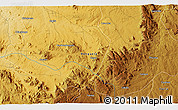 Physical 3D Map of the area around 13° 24' 15" S, 14° 31' 30" E