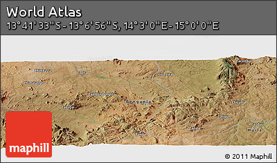 Satellite Panoramic Map of the Area around 13° 24' 15" S, 14° 31' 30" E