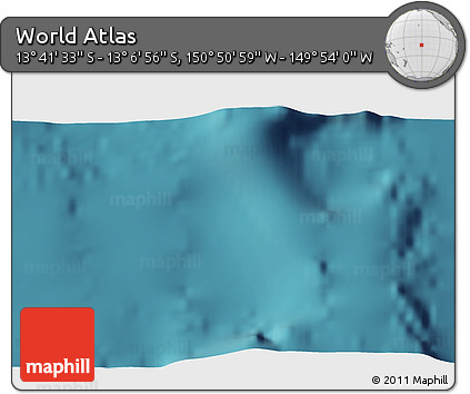 Satellite 3D Map of the Area around 13° 24' 15" S, 150° 22' 30" W