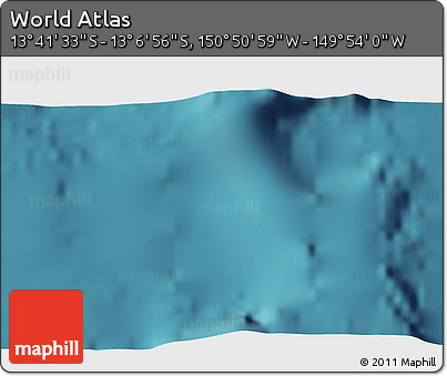 Satellite 3D Map of the Area around 13° 24' 15" S, 150° 22' 30" W