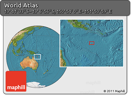 Satellite Location Map of the Area around 13° 24' 15" S, 151° 22' 30" E