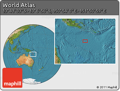 Satellite Location Map of the Area around 13° 24' 15" S, 151° 22' 30" E