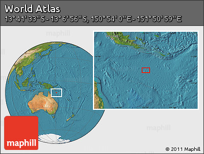Satellite Location Map of the Area around 13° 24' 15" S, 151° 22' 30" E