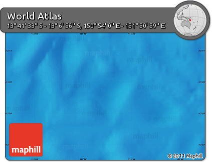 Physical Map of the Area around 13° 24' 15" S, 151° 22' 30" E