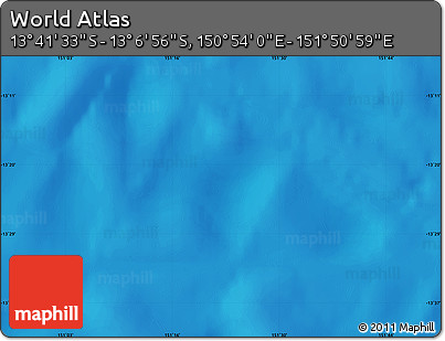 Physical Map of the Area around 13° 24' 15" S, 151° 22' 30" E