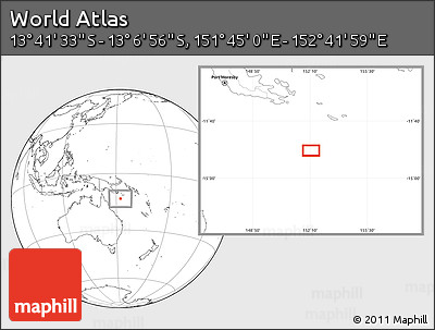 Blank Location Map of the Area around 13° 24' 15" S, 152° 13' 29" E
