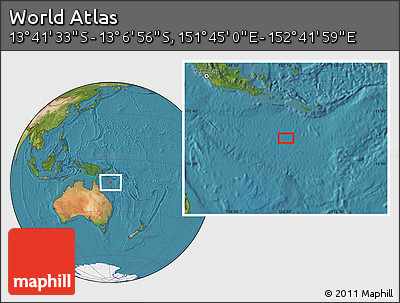 Satellite Location Map of the Area around 13° 24' 15" S, 152° 13' 29" E