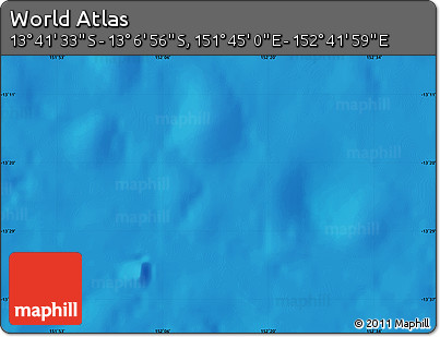 Physical Map of the Area around 13° 24' 15" S, 152° 13' 29" E