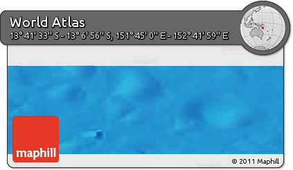 Physical Panoramic Map of the Area around 13° 24' 15" S, 152° 13' 29" E
