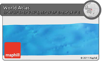 Physical Panoramic Map of the Area around 13° 24' 15" S, 153° 55' 30" E