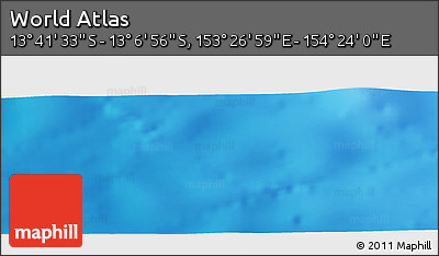 Physical Panoramic Map of the Area around 13° 24' 15" S, 153° 55' 30" E