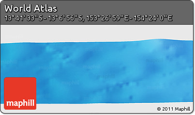 Physical Panoramic Map of the Area around 13° 24' 15" S, 153° 55' 30" E