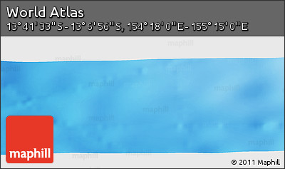 Physical Panoramic Map of the Area around 13° 24' 15" S, 154° 46' 30" E