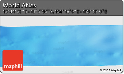Physical Panoramic Map of the Area around 13° 24' 15" S, 154° 46' 30" E