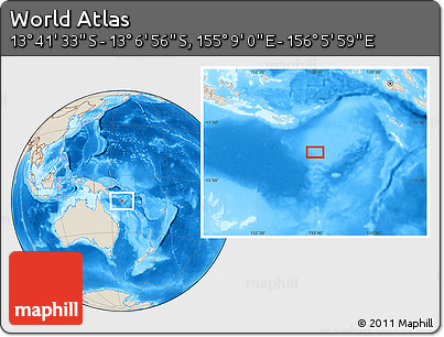 Shaded Relief Location Map of the Area around 13° 24' 15" S, 155° 37' 30" E