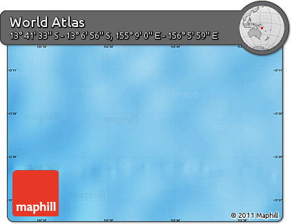 Physical Map of the Area around 13° 24' 15" S, 155° 37' 30" E