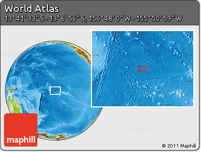 Physical Location Map of the Area around 13° 24' 15" S, 156° 19' 29" W
