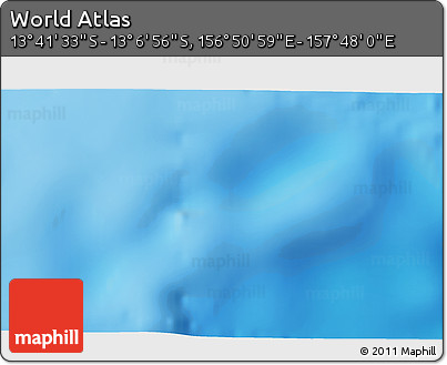 Physical 3D Map of the Area around 13° 24' 15" S, 157° 19' 29" E