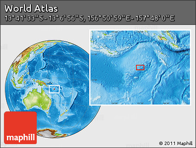 Physical Location Map of the Area around 13° 24' 15" S, 157° 19' 29" E