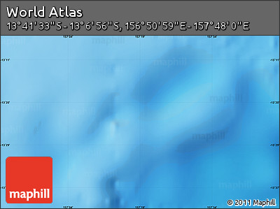 Physical Map of the Area around 13° 24' 15" S, 157° 19' 29" E