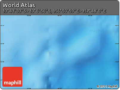 Physical Map of the Area around 13° 24' 15" S, 157° 19' 29" E