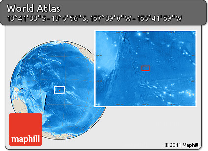 Shaded Relief Location Map of the Area around 13° 24' 15" S, 157° 10' 30" W